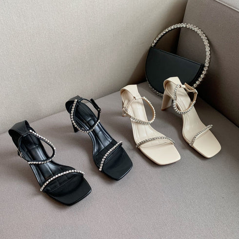 SEXY MM Stone Embellished Strap Heel
